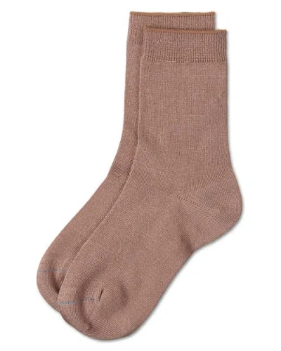 Memoi Kid's Basic Soft Rayon Crew Socks In Brown