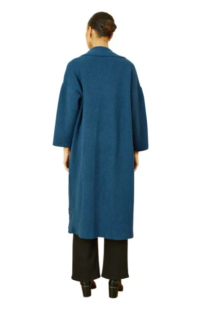Yumi Knitted Maxi Cardigan In Blue