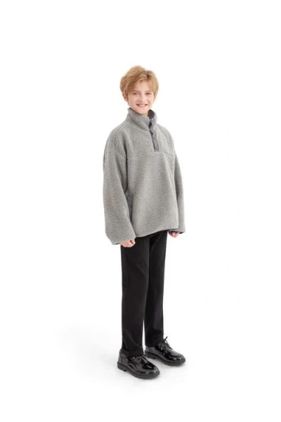 Moustache Fleece Pullover In Gray