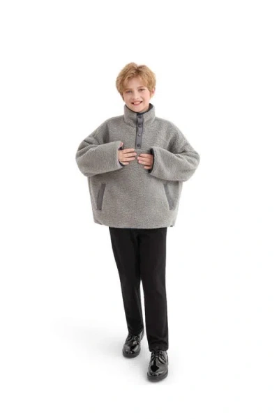 Moustache Fleece Pullover In Gray