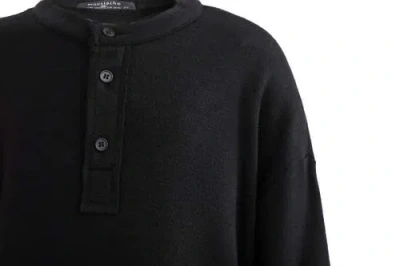 Moustache Three-button Henley Top In Black