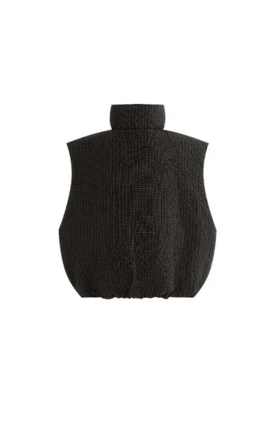 Moustache Grid-pattern Quilted Vest In Black
