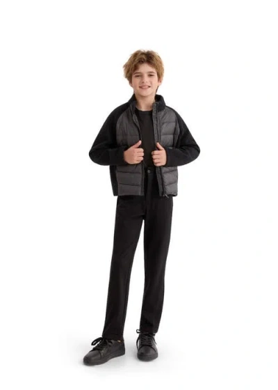 Moustache Zip-up Padded Jacket In Black