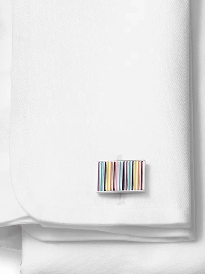 Paul Fredrick Enamel Multi Stripe Cufflinks In Multi