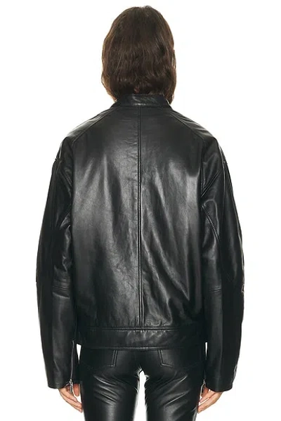 Eb Denim Domenico Leather Bomber Jacket In Black