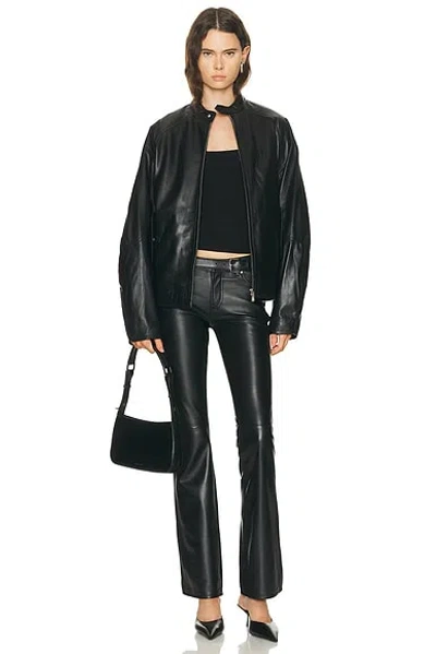 Eb Denim Domenico Leather Bomber Jacket In Black