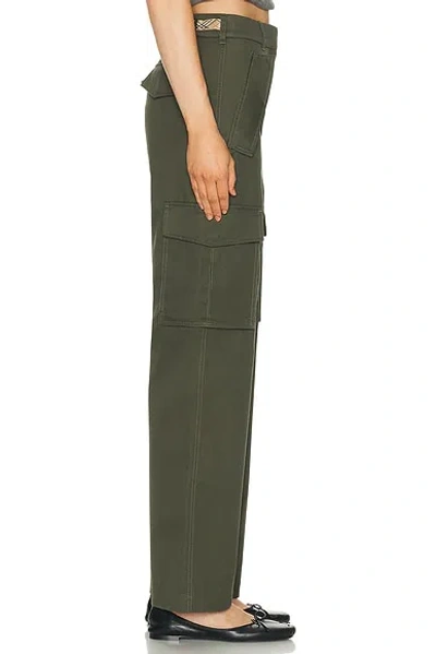Burberry Khaki Check Trim Gabardine Cargo Pants In Green
