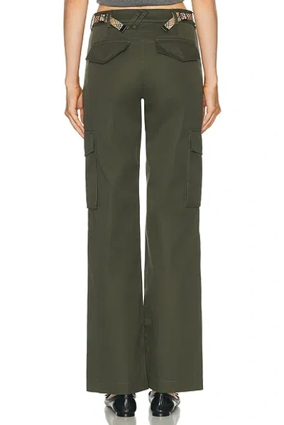 Burberry Khaki Check Trim Gabardine Cargo Pants In Green