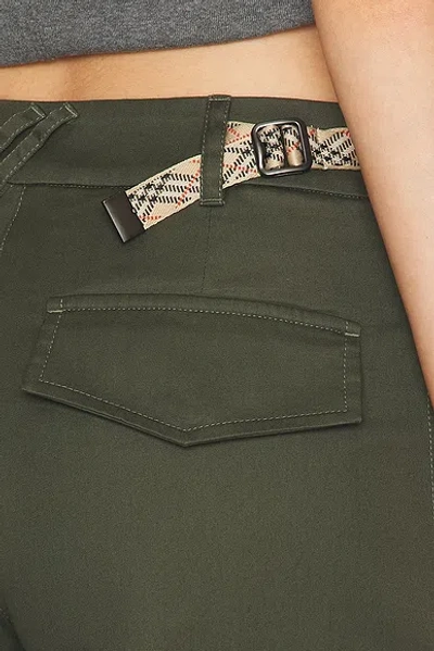Burberry Khaki Check Trim Gabardine Cargo Pants In Green