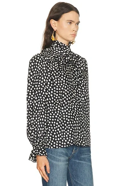 Chloé Ruffle Front Long Sleeve Top In Multi