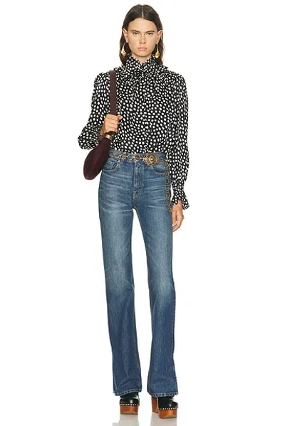 Chloé Ruffle Front Long Sleeve Top In Multi