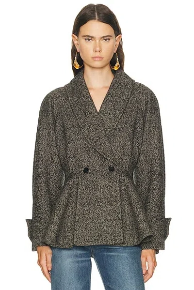 Chloé Double-breasted Herringbone Oversized Peplum Coat In Multi