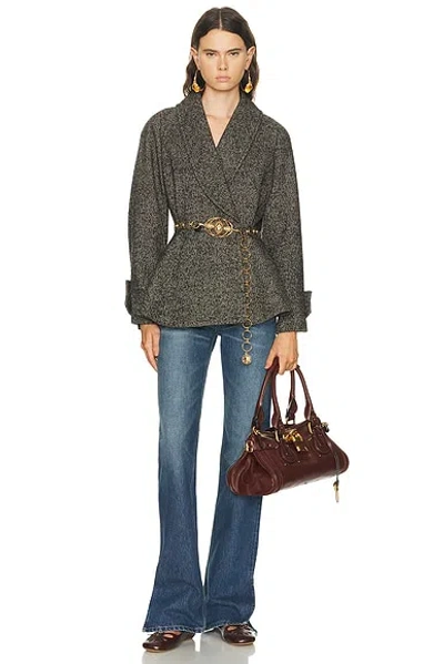 Chloé Double-breasted Herringbone Oversized Peplum Coat In Multi