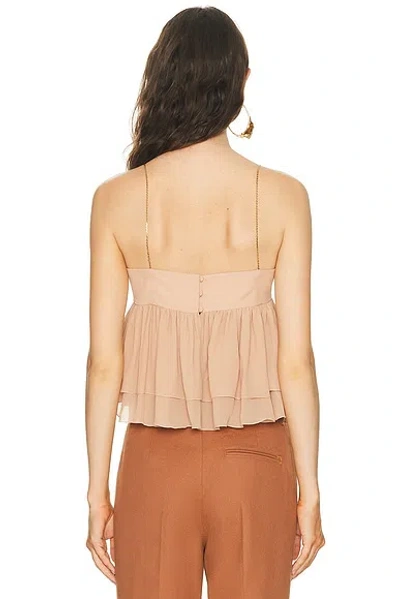 Chloé Tiered Ruffle Organic Silk Georgette Babydoll Top In Neutral