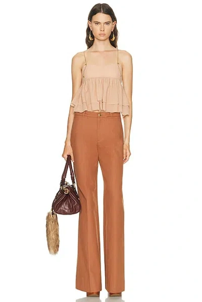 Chloé Tiered Ruffle Organic Silk Georgette Babydoll Top In Neutral