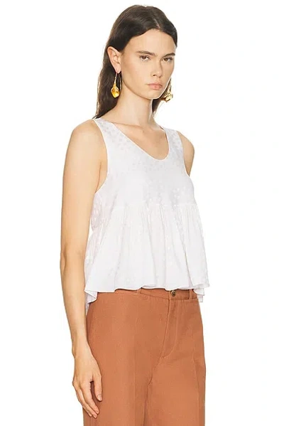 Chloé Dot Silk Jacquard Sleeveless Peplum Blouse In White