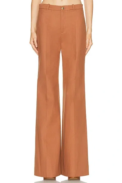 Chloé Chloe Women Pantalone Dalla Gamba Ampia In Cotone Mattone In Brown