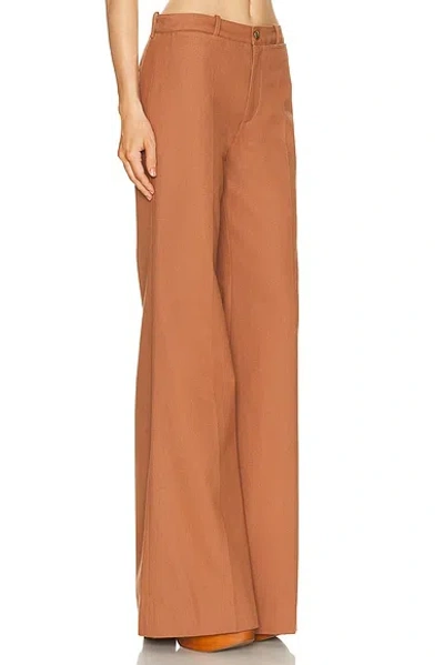 Chloé Chloe Women Pantalone Dalla Gamba Ampia In Cotone Mattone In Brown