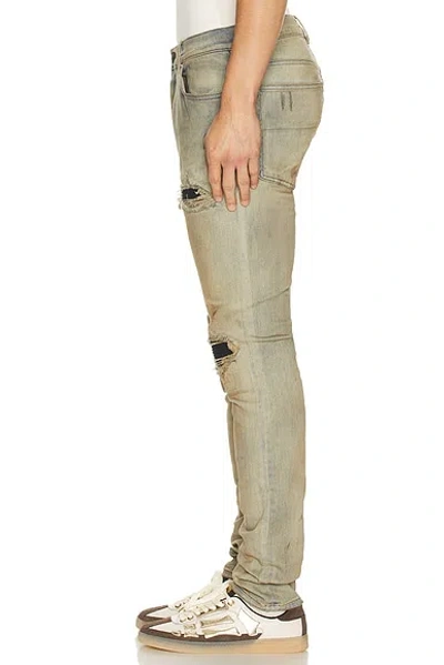 Amiri Suede Mx1 Jeans Distressed Style Trousers In Neutral