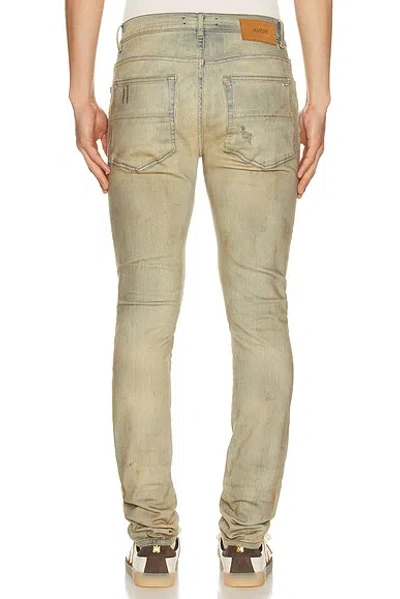 Amiri Suede Mx1 Jeans Distressed Style Trousers In Neutral