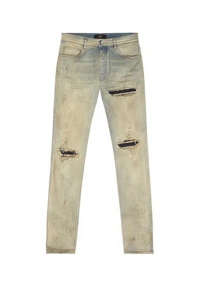 Amiri Suede Mx1 Jeans Distressed Style Trousers In Neutral