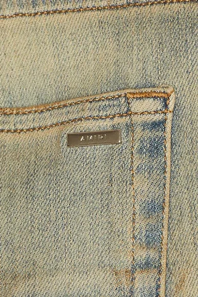 Amiri Suede Mx1 Jeans Distressed Style Trousers In Neutral