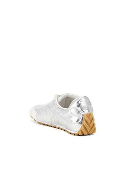 Bottega Veneta Orbit Flash Suede-trimmed Metallic Leather Sneakers In Silver