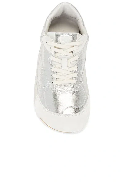 Bottega Veneta Orbit Flash Suede-trimmed Metallic Leather Sneakers In Silver