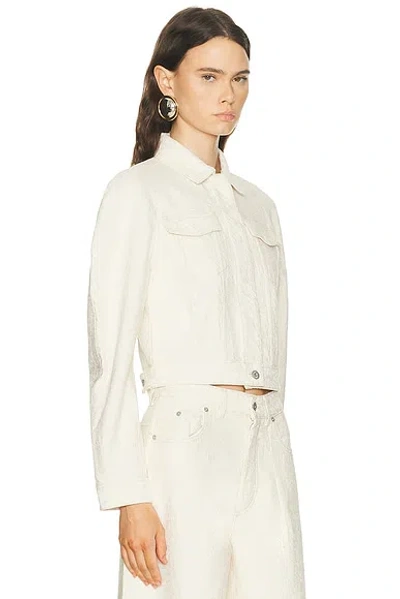 Jacquemus Cropped Denim Jacket Flap Pockets In White