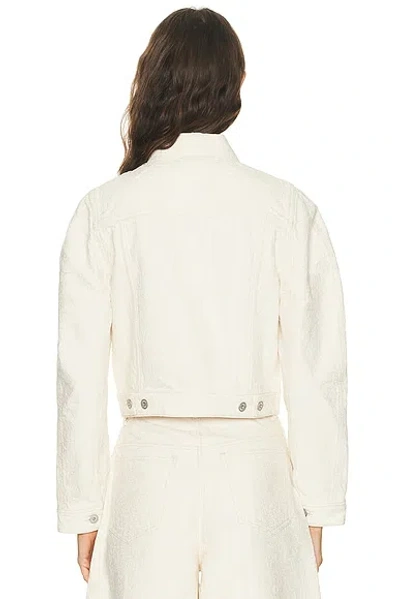 Jacquemus Cropped Denim Jacket Flap Pockets In White