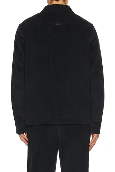 Fred Perry Zip Through Overshirt Black In Blue