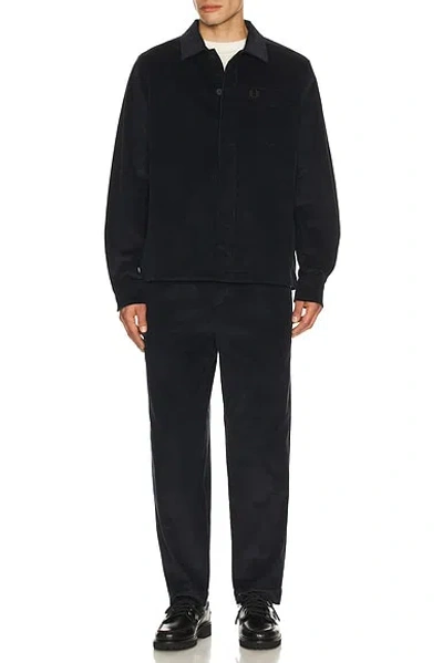 Fred Perry Zip Through Overshirt Black In Blue
