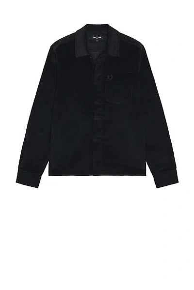 Fred Perry Zip Through Overshirt Black In Blue