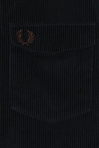 Fred Perry Zip Through Overshirt Black In Blue