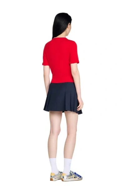 Sandro Contrast Collar Wool Sweater In Red
