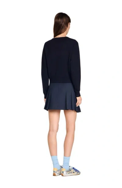 Sandro V-neck Wool Sweater In Blue