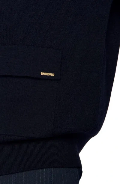 Sandro V-neck Wool Sweater In Blue