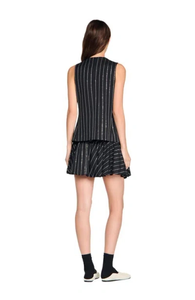Sandro Sequinned Striped Jacket In Black