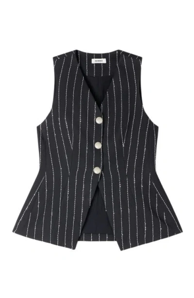 Sandro Sequinned Striped Jacket In Black