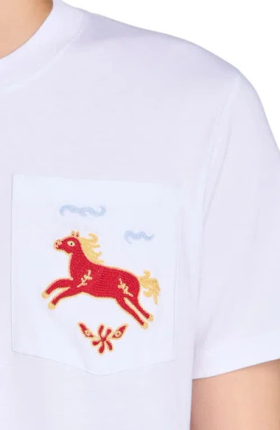 Sandro Embroidered Chest-pocket T-shirt In White