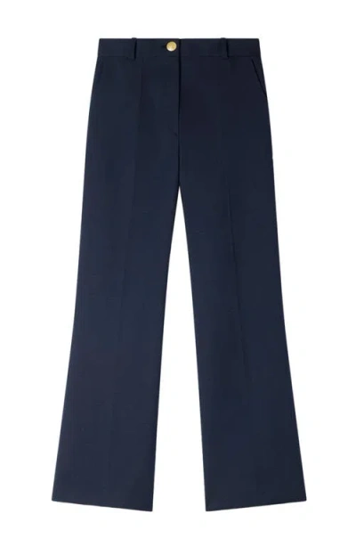 Sandro Wool-blend Flared Trousers In Blue