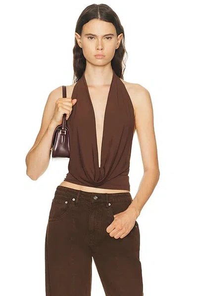 Mimchik Nico Cowl Halter Top In Brown