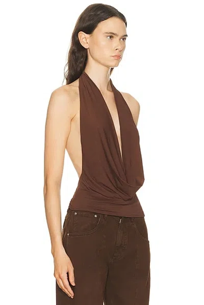 Mimchik Nico Cowl Halter Top In Brown