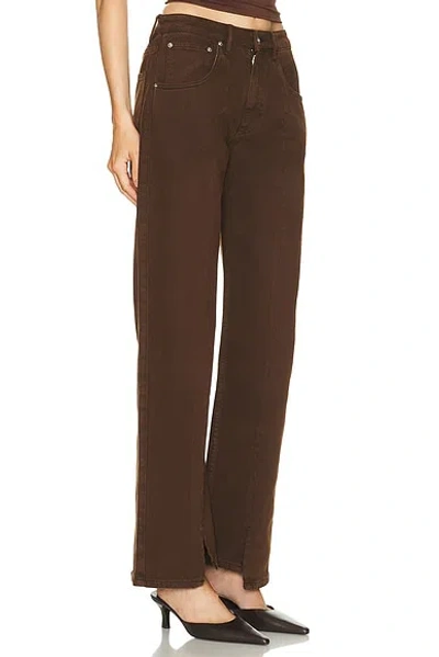 Mimchik Split Hem Wide Leg In Brown