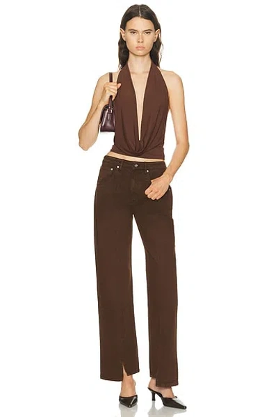 Mimchik Split Hem Wide Leg In Brown