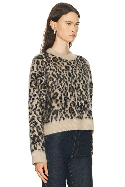 Nili Lotan Zamira Leopard-jacquard Cashmere And Silk-blend Sweater In Brown