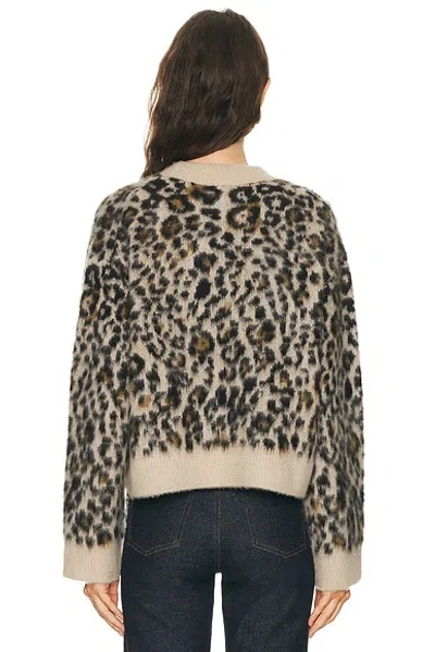Nili Lotan Zamira Leopard-jacquard Cashmere And Silk-blend Sweater In Brown