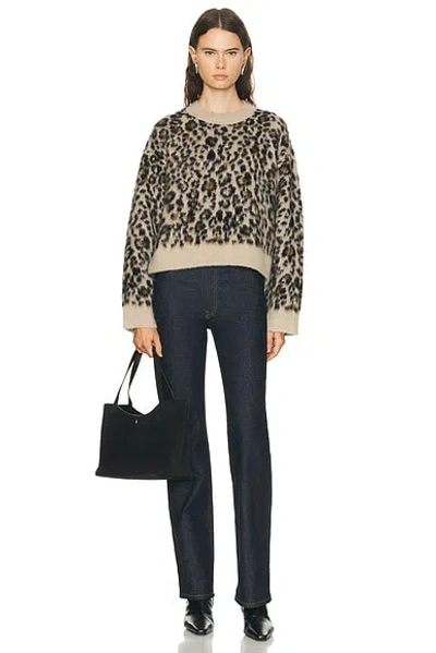 Nili Lotan Zamira Leopard-jacquard Cashmere And Silk-blend Sweater In Brown