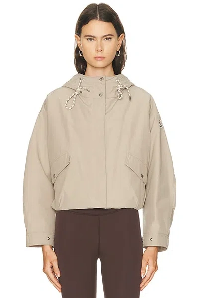Moncler Eucalyptus Hooded Jacket Drawstring Front Pockets In Neutral