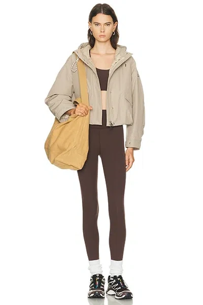 Moncler Eucalyptus Hooded Jacket Drawstring Front Pockets In Neutral